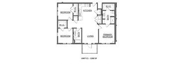 Three Bedroom Unit 1260 SqFt