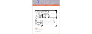 a floor plan of one bedroom one bath and 225 square feet