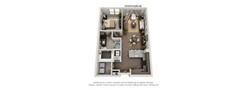 One Bedroom One Bath - A3.1 Floor Plan at ALARA Uptown, Dallas, 75204