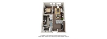 One Bedroom | One Bathroom Floor Plan at ALARA Uptown, Dallas, 75204