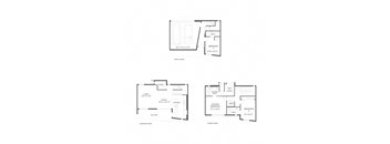 three diagrams of different floor plans of a house