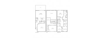 three floor plans of three different layouts of a house