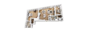 A top-down view of a house layout with labeled rooms.