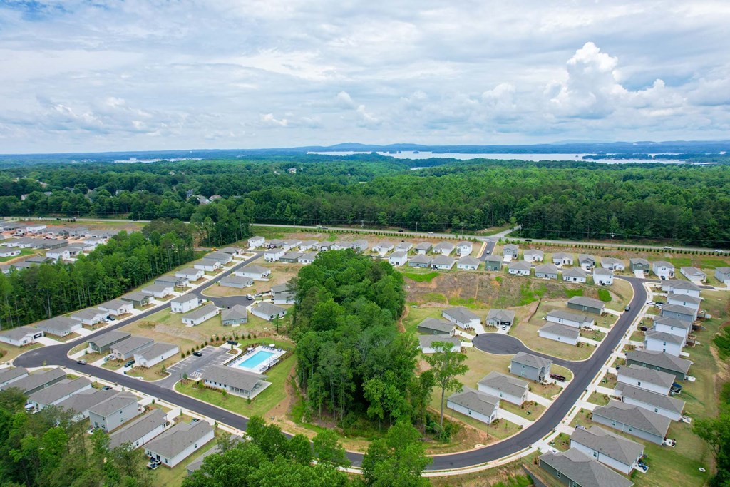 an aerial view of a mobile home park