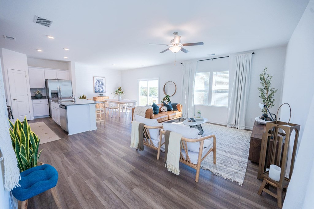 a living room with a couch and a table