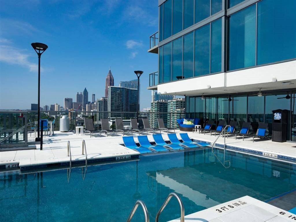 Relaxing Area by the Pool at Azure on The Park, Atlanta, GA, 30309