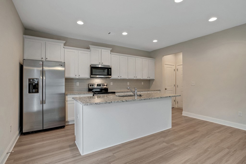 Gentry layout, kitchen island view
