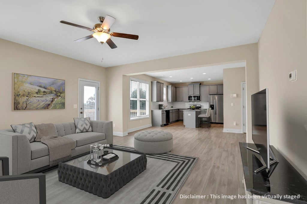 a living room with a couch and a coffee table