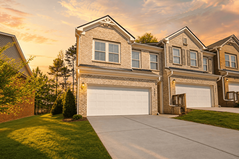 A large, two-story house with a garage is shown.
