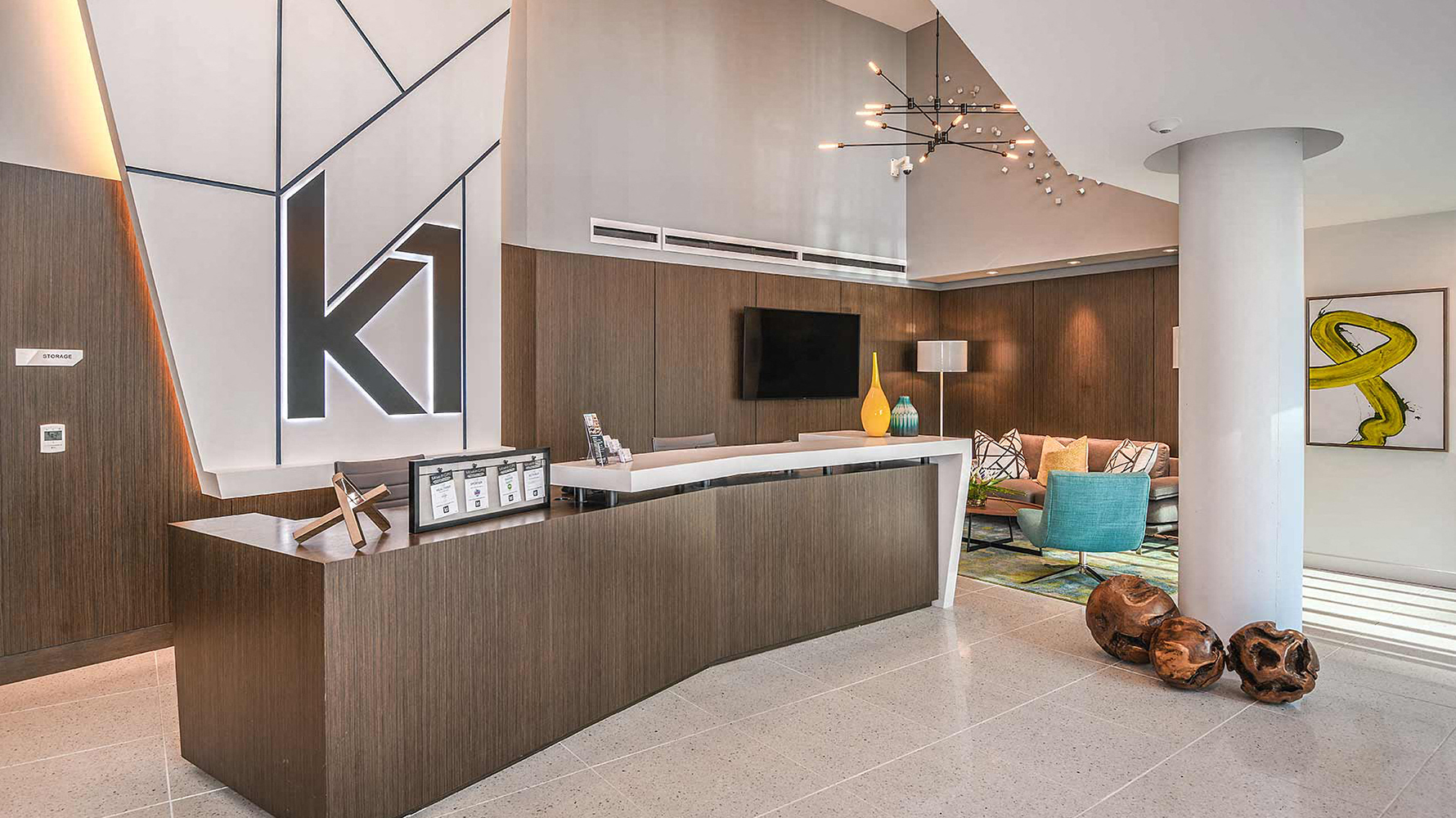 inviting lobby at K1 Apartments, San Diego, CA