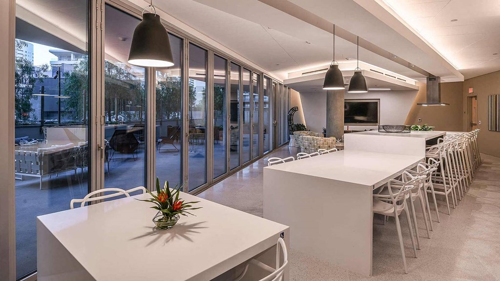 high tech business center and conference room at K1 Apartments, San Diego, CA