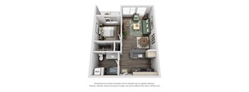 Traditional 1bd 1ba - B Floor Plan at Link + Mural, Washington