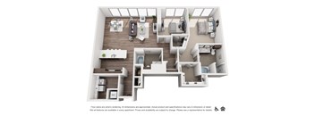 this is a 3d floor plan of a 824 square foot 1 bedroom apartment at the