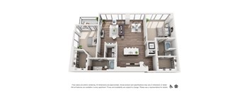 this is a 3d floor plan of a 1 bedroom apartment at the biltmore apartments
