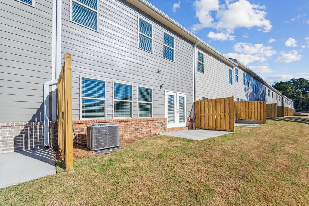 backyard area of townhomes.