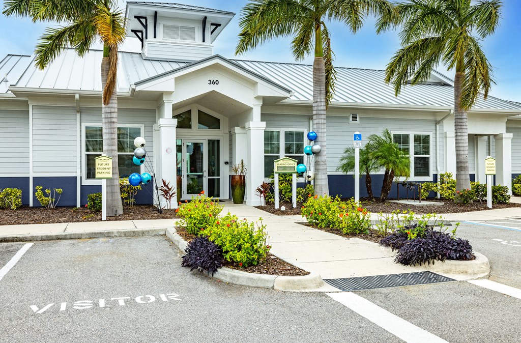 A building with the number 360 on it and a sign that says