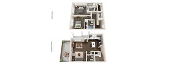 A diagram of a house showing the layout of the upstairs and downstairs.