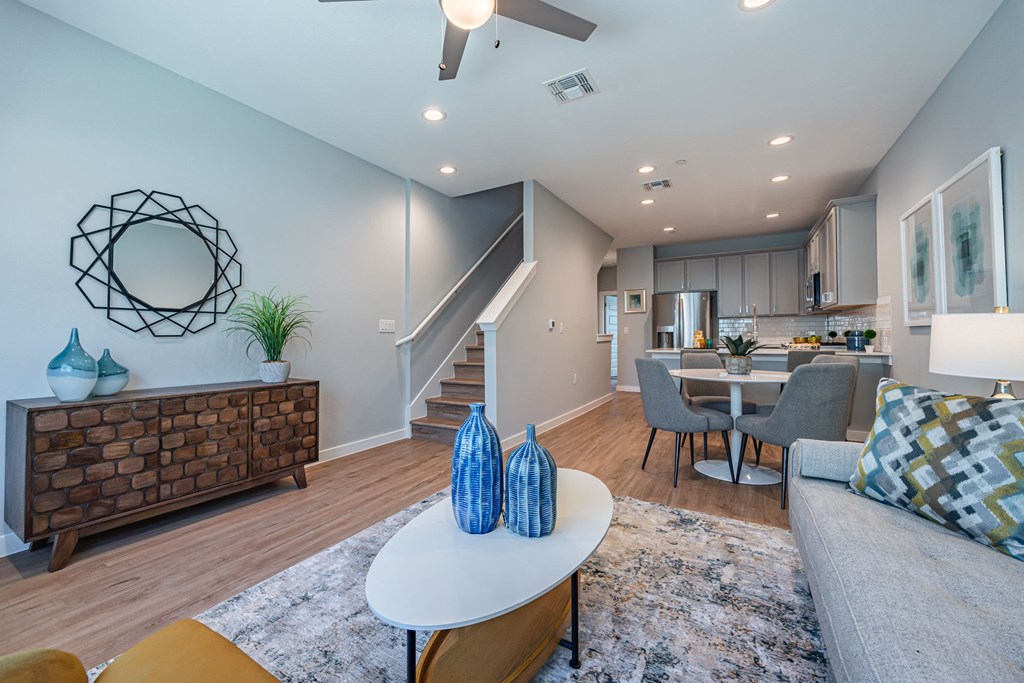 Villae ATX Apartments Living Room and Kitchen