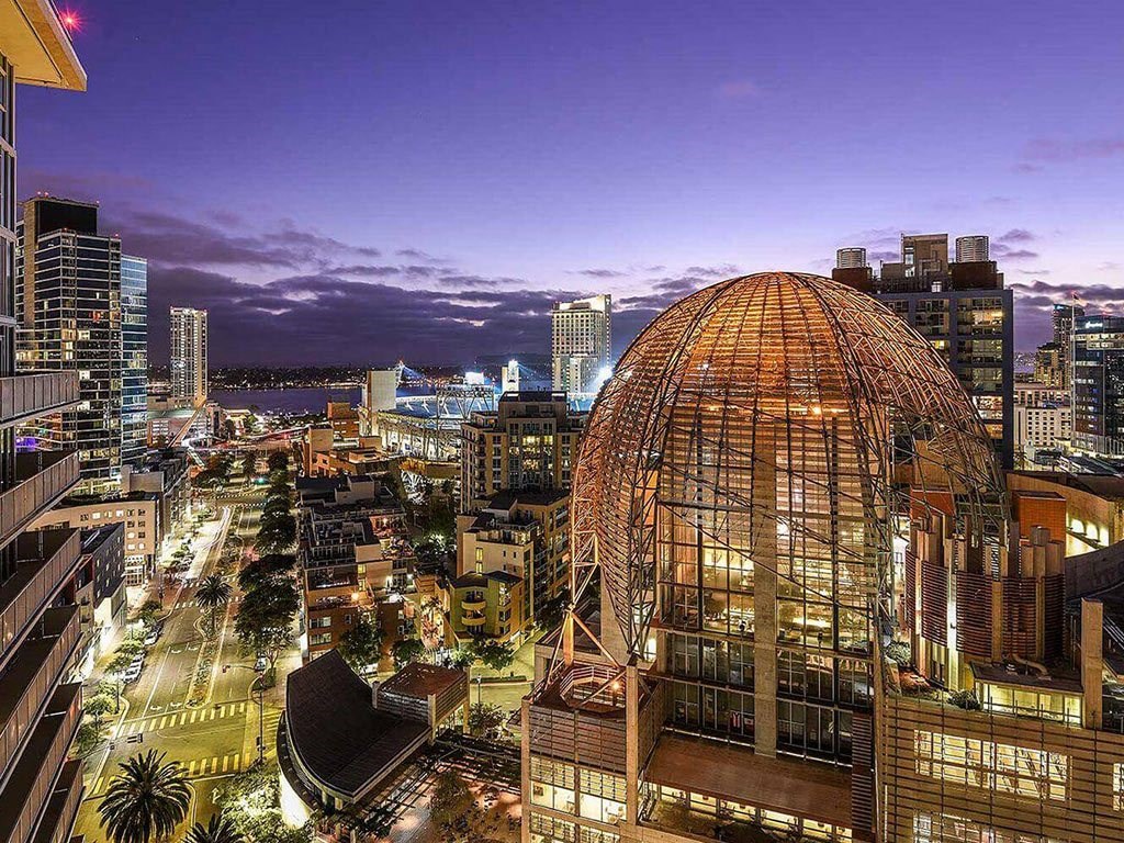 sky lounge during sunset at K1 Apartments, San Diego, CA 92101