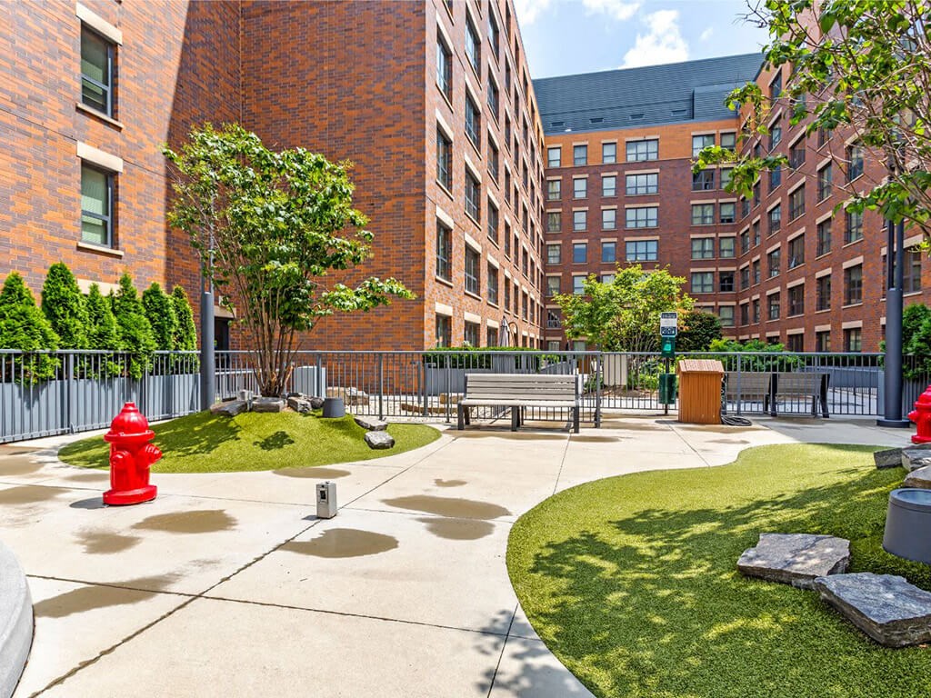 Outdoor dog park at The Madison at Racine, Chicago, IL, 60607
