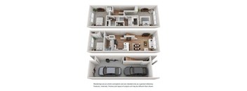 Villae ATX Rental Homes 3x2 A 3D Floor Plan