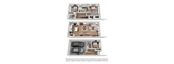 Villae ATX Rental Homes 3x2 B 3D Floor Plan