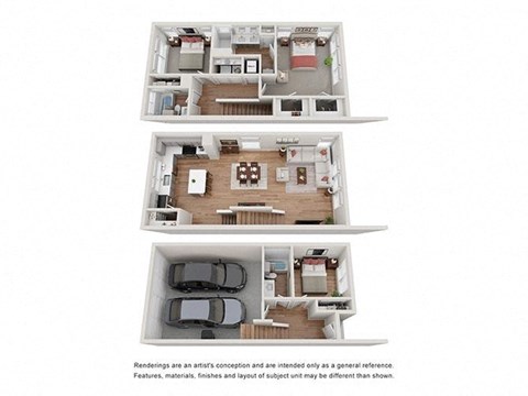 Villae ATX Rental Homes 3x2 B 3D Floor Plan