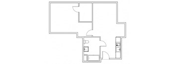 a floor plan of a small house with a bedroom and a living room