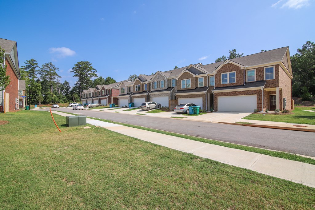a row of houses on a street