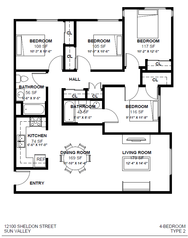 a floor plan of a house with bedrooms and a living room