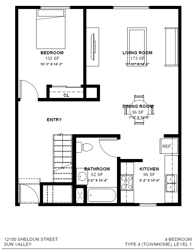 a floor plan of a small house with a bedroom and a living room