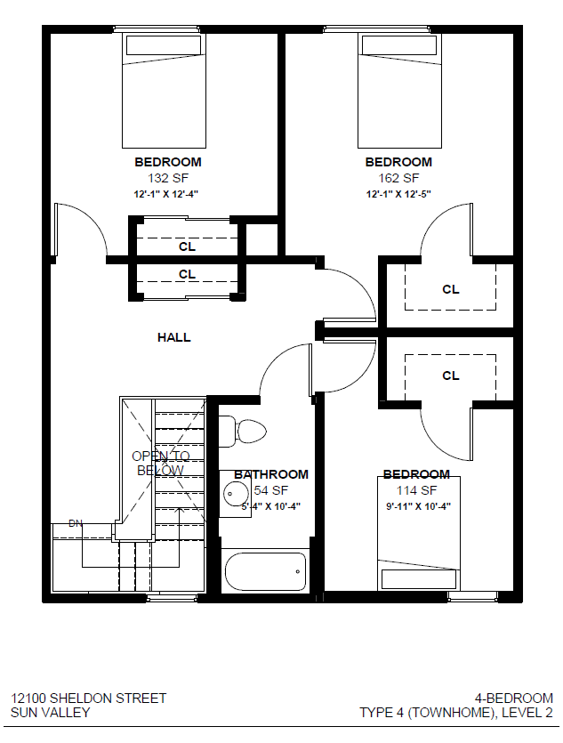a floor plan of a house with an open floor plan with bedrooms and a staircase