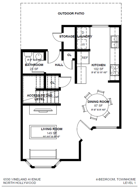 a floor plan of a house with a bedroom and a living room