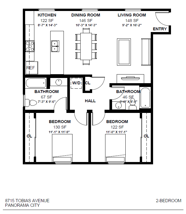 a floor plan of a house with two bedrooms and a living room