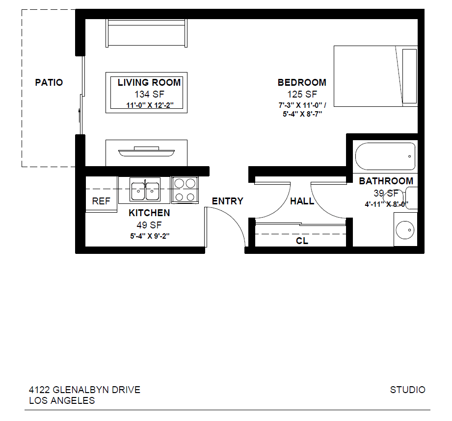 a floor plan of a house with a bedroom and a living room