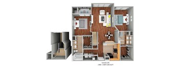 2 bedroom 2 bath w/ loft floor planat The Bartram, Gainesville, Florida. 32608