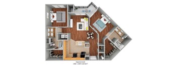 2 bedroom 2 bath Magnolia floor plan at The Bartram, in Gainesville, FL 32608