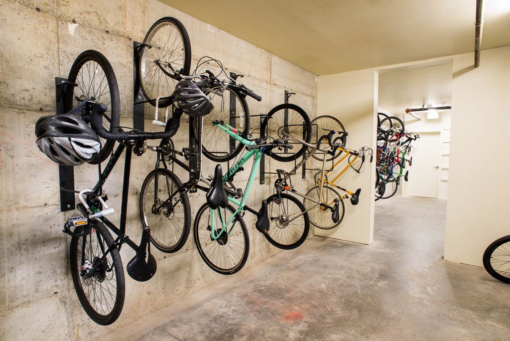 Secure indoor bike racks at Quinten Tower, Oregon