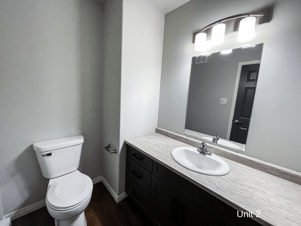a bathroom with a toilet and a sink and a mirror