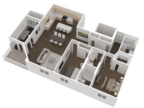 bedroom floor plan of a 2100 sq ft apartment
