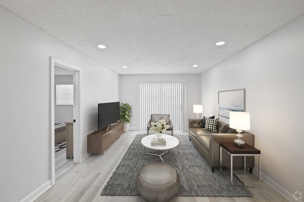 a living room with a couch and a coffee table