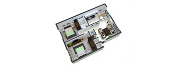 a 3d floor plan of a house with a bedroom and a bathroom