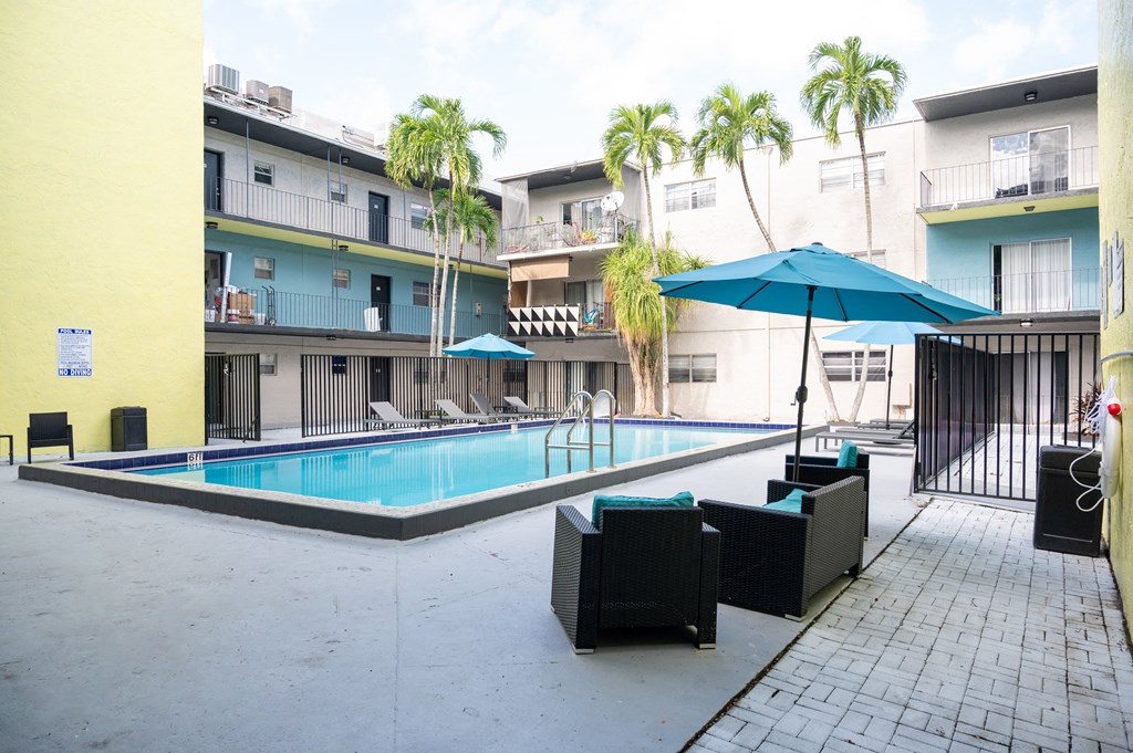 the swimming pool at our hotel in palm springs