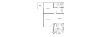 a floor plan of a house with a bedroom and a living room