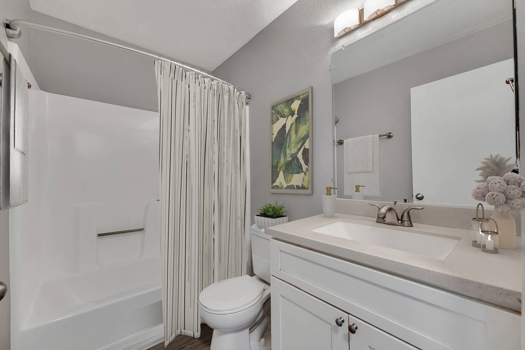 a bathroom with a shower and a sink and a toilet