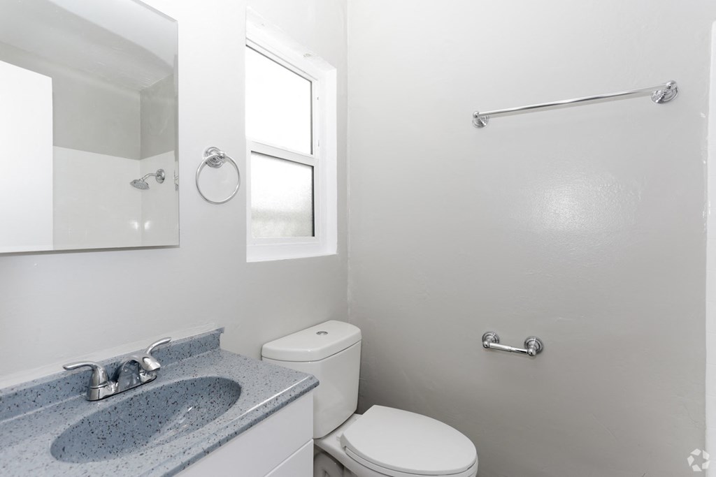 a bathroom with a sink toilet and a mirror