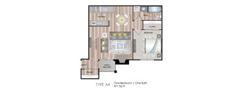 1 bed 1 bath floor plan