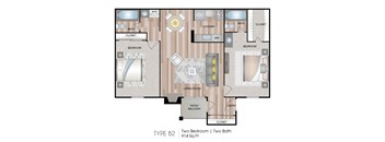2 bed 2 bath floor plan A