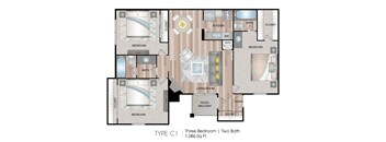 3 bed 2 bath floor plan