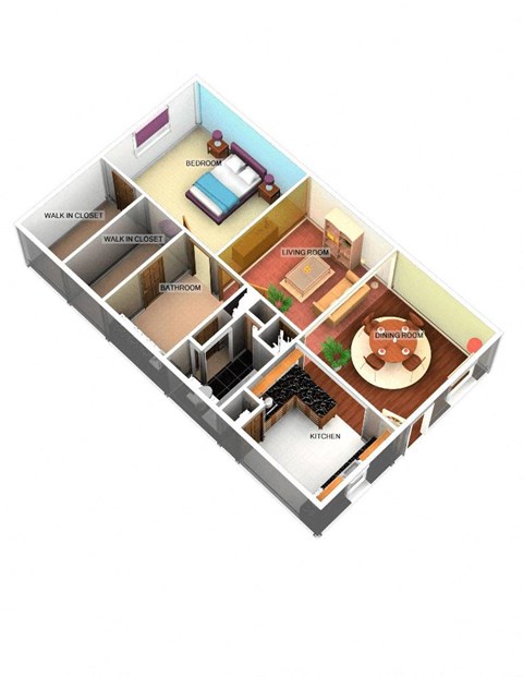 1 Bed 1 Bath Floor Plan at Longfellow Apts, Beaumont, 77706